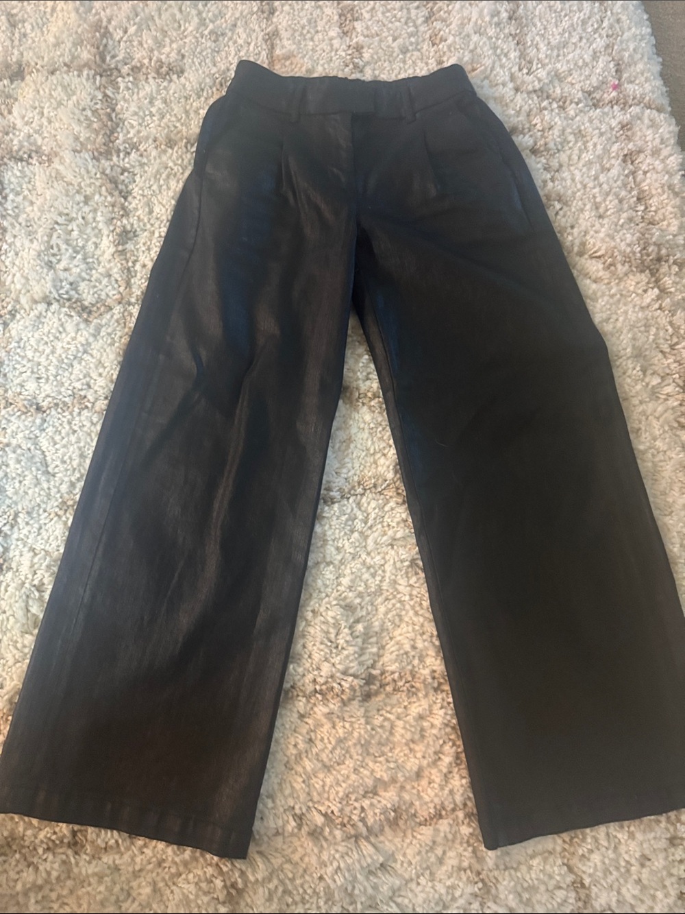 American Eagle Outfitters Black Wide-Leg Faux Leather Pants 000S